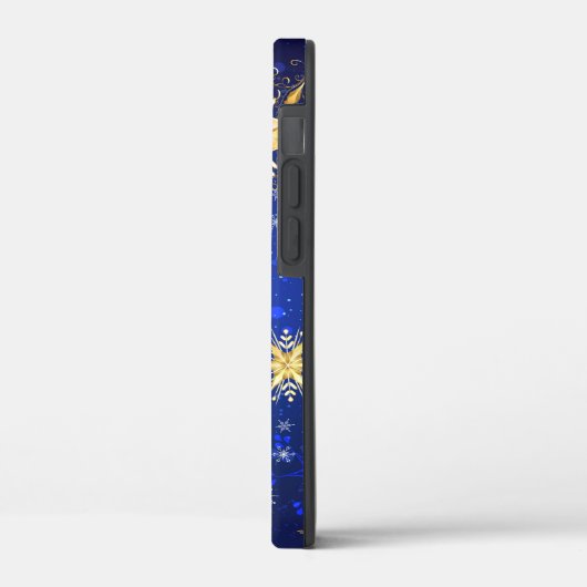 XMAS Blauwe Achtergrond met Golden Snowflakes Case-Mate iPhone Case (Achterkant / Links)