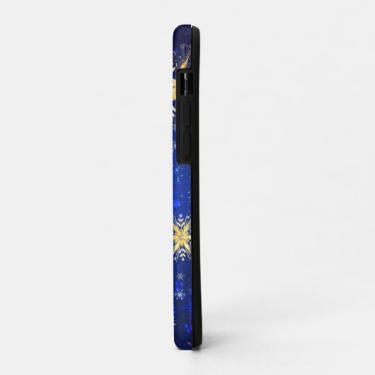 XMAS Blauwe Achtergrond met Golden Snowflakes Case-Mate iPhone Case (Achterkant/links)