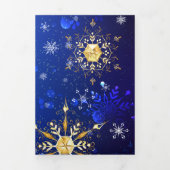 XMAS Blauwe Achtergrond met Golden Snowflakes Drieluik Kaart (Cover)