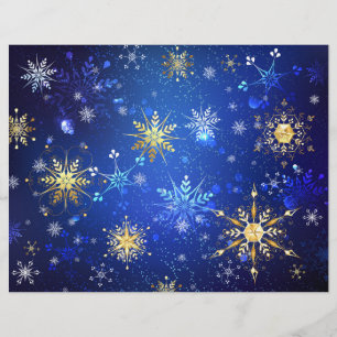 XMAS Blauwe Achtergrond met Golden Snowflakes Flyer
