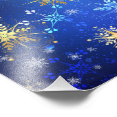 XMAS Blauwe Achtergrond met Golden Snowflakes Foto Afdruk (Hoek)