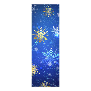 XMAS Blauwe Achtergrond met Golden Snowflakes Foto Afdruk