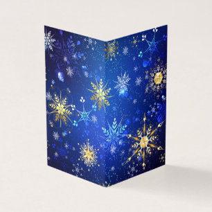 XMAS Blauwe Achtergrond met Golden Snowflakes Kaart