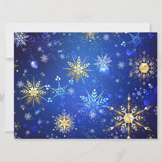 XMAS Blauwe Achtergrond met Golden Snowflakes Kaart (Voorkant)