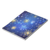 XMAS Blauwe Achtergrond met Golden Snowflakes Notitieblok (Gedraaid)