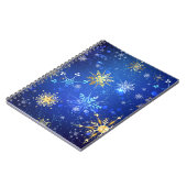 XMAS Blauwe Achtergrond met Golden Snowflakes Notitieboek (Linkerzijde)