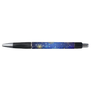 XMAS Blauwe Achtergrond met Golden Snowflakes Pen