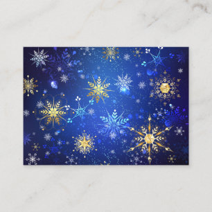 XMAS Blauwe Achtergrond met Golden Snowflakes Visitekaartje