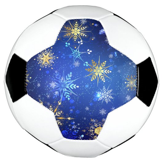 XMAS Blauwe Achtergrond met Golden Snowflakes Voetbal (Gedraaid)
