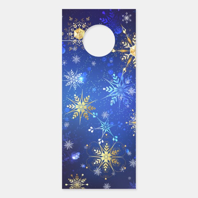XMAS Blue Background with Golden Snowflakes (Voorkant)