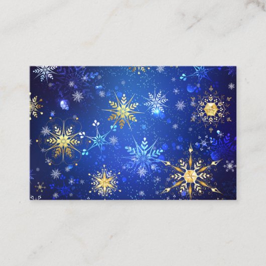 XMAS Blue Background with Golden Snowflakes Aanbevelingskaartje (Voorkant)