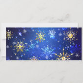 XMAS Blue Background with Golden Snowflakes Aankondiging (Voorkant)