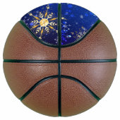 XMAS Blue Background with Golden Snowflakes Basketbal (Rechts)