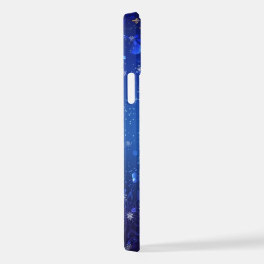 XMAS Blue Background with Golden Snowflakes iPhone Hoesje (Rechterkant)
