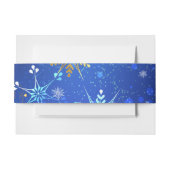 XMAS Blue Background with Golden Snowflakes Uitnodigingen Wikkel (Voorkant Voorbeeld)