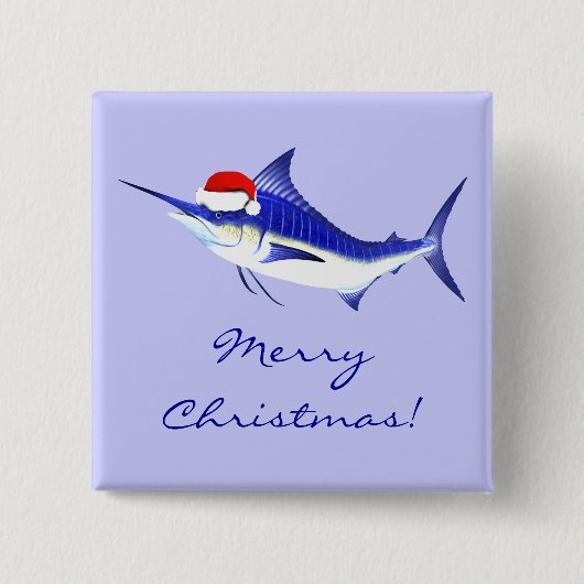Xmas Blue Marlin Vierkante Button 5,1 Cm (Voorkant)