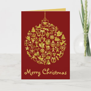 Xmas - Boom- Bal met Kerst Iconen 2 Kaart