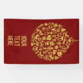 Xmas - Boom- Bal met Kerst Iconen 2 Spandoek (Horizontaal)