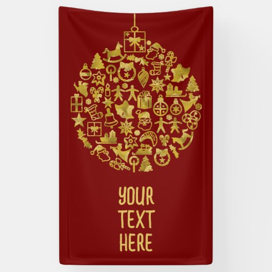 Xmas - Boom- Bal met Kerst Iconen 2 Spandoek (Verticaal)