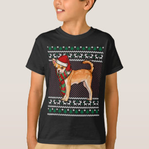 Xmas Bruin Chihuahua Hond Santa Hoed Lelijke Kerst T-shirt