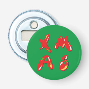 Xmas Bubble-tekst Button Flesopener