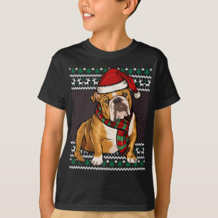 Xmas Bulldog hond Santa Hoed Lelijke Kerstmis T-shirt