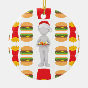 xmas burger santa claus keramisch ornament