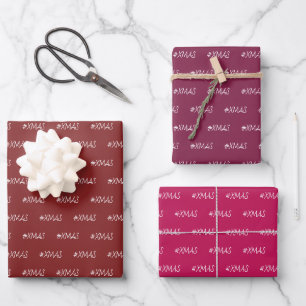 XMAS Burgundy Paarse Pink Chic Edition Inpakpapier Vel