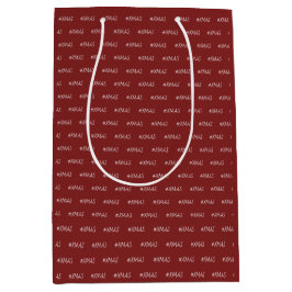 XMAS Burgundy White Trendy Pattern Medium Cadeauzakje