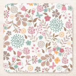 Xmas Cadeau Floral 4 seizoenen Vierkante Kartonnen Onderzetter