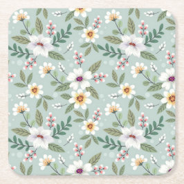 Xmas cadeau, kleurrijke handtekeningen, bloemen vierkante kartonnen onderzetter