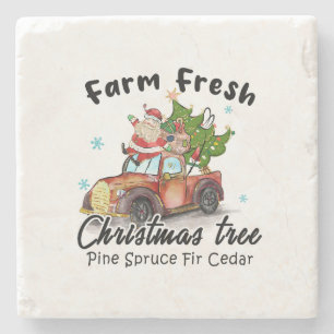 Xmas CadeauBoerderij, kerstboom, vers Stenen Onderzetter