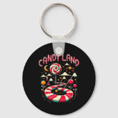 Xmas Candy Land Rainbow Trail Candy Cane Merry Chr Sleutelhanger (Voorkant)