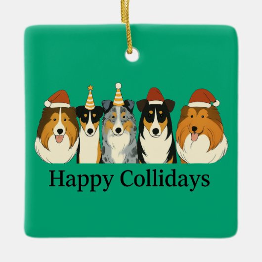 Xmas Collie Ornaments Keramisch Ornament (Voorkant)