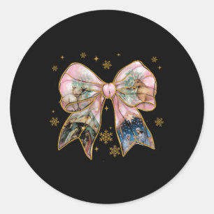 Xmas Coquette Bow Jesus Christelijk Bijbelvers Nat Ronde Sticker