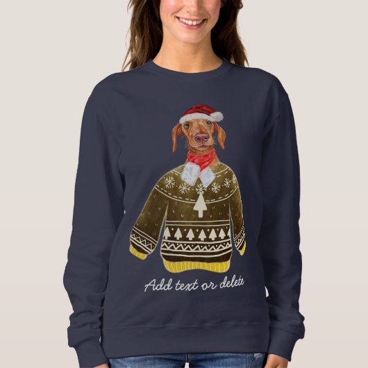 Xmas Cream Dachshund Ugly Kerstmis Weiner Dog Mam Trui (Voorkant)