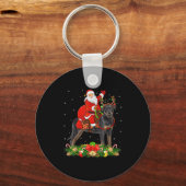 Xmas Decor Funny Santa Riding Rottweiler Dog Chris Sleutelhanger (Voorkant)