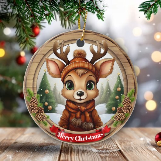 Xmas Deer with Antlers Animal Character Decor 🦌🎄 Keramisch Ornament