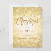 Xmas Dinner Party Gold Winter Diamonds Glitter Kaart (Voorkant)