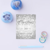Xmas Dinner Party Silver Winter Diamonds Glitter Flyer (Enkel)