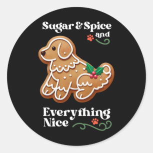 Xmas Dog Gingerbread Sugar Spice Christmas Cookie Ronde Sticker
