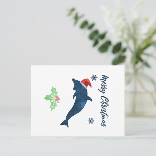 Xmas Dolphin Briefkaart (Staand voorkant)