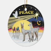 Xmas Dove - 2 Baby lama's Keramisch Ornament (Links)