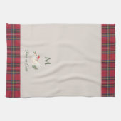 Xmas Dove Vrede op Aarde Custom Monogram Kerstmis Theedoek (Horizontaal)