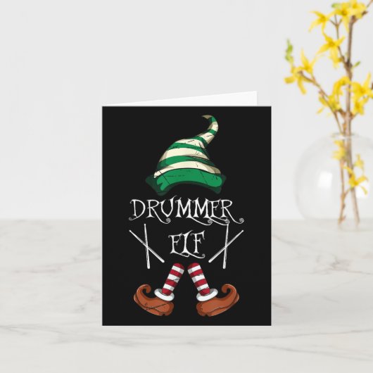 Xmas Drumsticks Music Matching Drummer Elf Pajama Kaart (Gele Bloem)