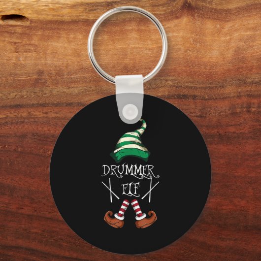 Xmas Drumsticks Music Matching Drummer Elf Pajama Sleutelhanger (Voorkant)