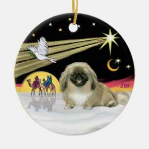 Xmas Duif - Pekingees (zwarte masker) Keramisch Ornament