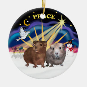 Xmas Duif - Twee Cavia's (#2 en #3) Keramisch Ornament