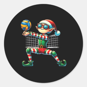 Xmas Elf spelen volleybal liefhebbers jongens meis Ronde Sticker