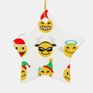 xmas emoji gelukkige gezichten keramisch ornament
